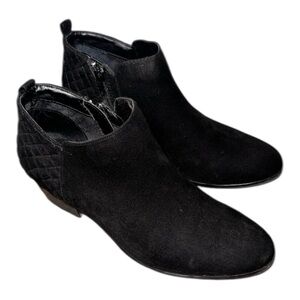 Style & Co Wessley Faux Suede Ankle Boot Low Block Heel Black Women’s Size 8